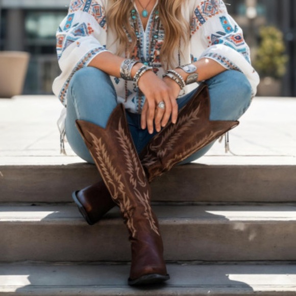 OLD GRINGO Mayra Embroidered Tall Leather Cowboy Cowgirl Western Boots Size 8.5 - Picture 9 of 15